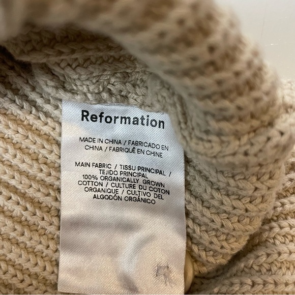 Reformation Jessa Chic Coquette Cardigan Knit Ribbed 100% Cotton Cream sz M - Picture 3 of 8